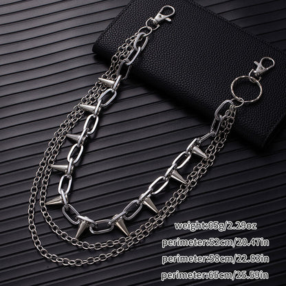 Triple-Layer Spike Chain Waist Belt