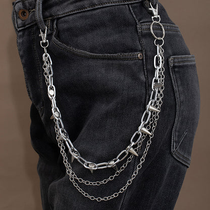 Triple-Layer Spike Chain Waist Belt