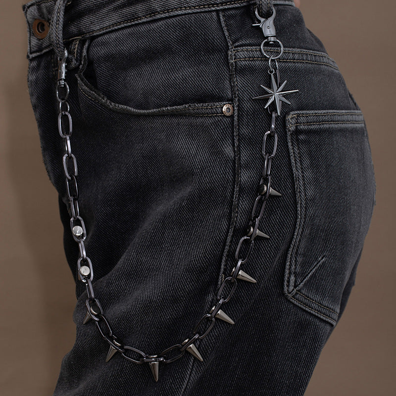 Triple-Layer Spike Chain Waist Belt