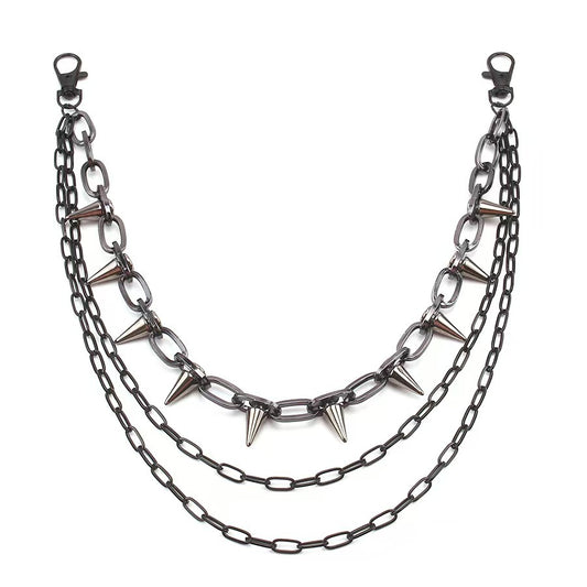 Triple-Layer Spike Chain Waist Belt