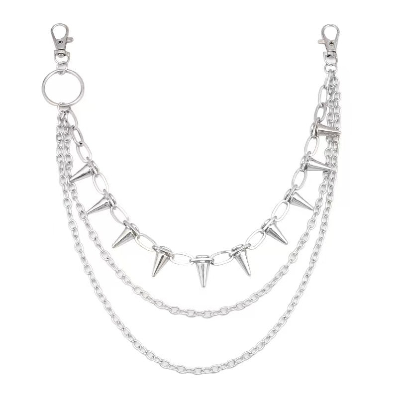 Triple-Layer Spike Chain Waist Belt