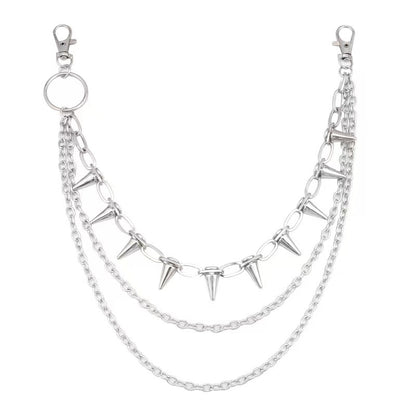 Triple-Layer Spike Chain Waist Belt