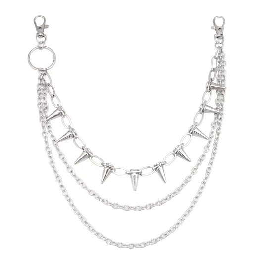 Triple-Layer Spike Chain Waist Belt