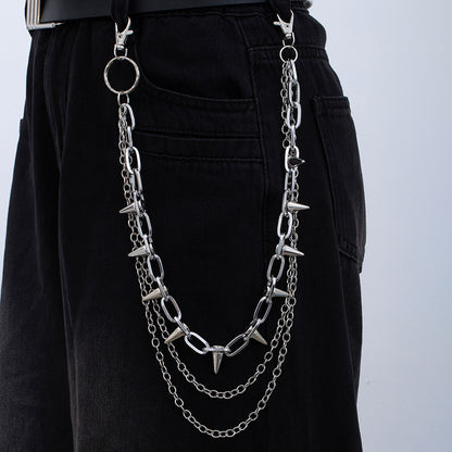 Triple-Layer Spike Chain Waist Belt