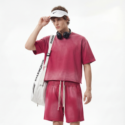 Boxy Raw Edge Washed Loose Short Sleeve Tee