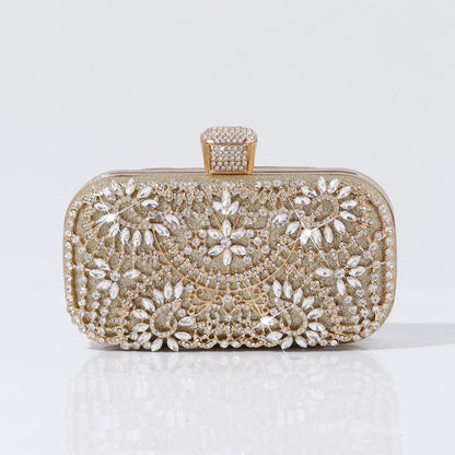 Elegant crystal embellished evening bag with floral pattern