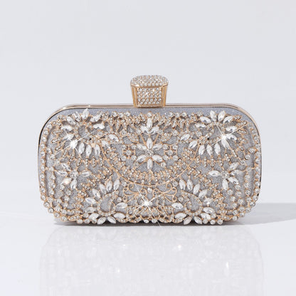Formal party clutch bag with crystal floral embellishments