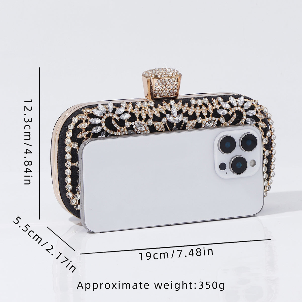 Women's luxury wedding clutch bag with rhinestone accents
