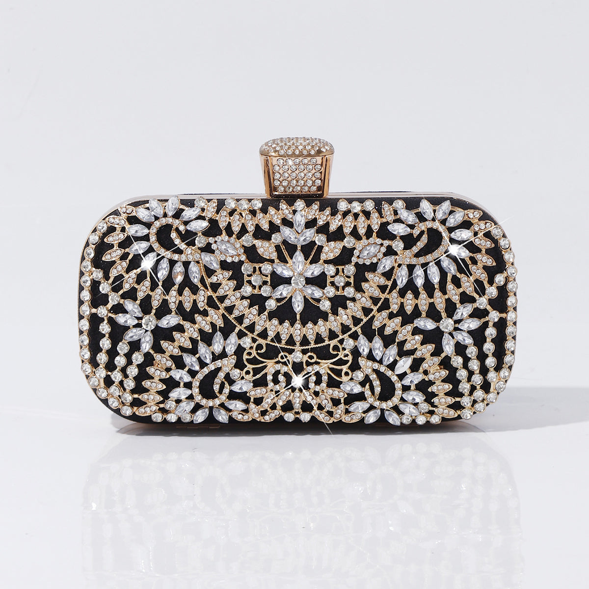Bridal evening purse with premium rhinestone decoration