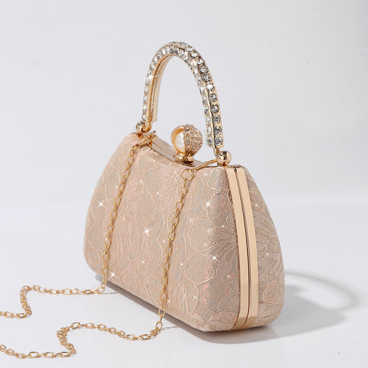 Women's champagne lace clutch purse for formal occasions