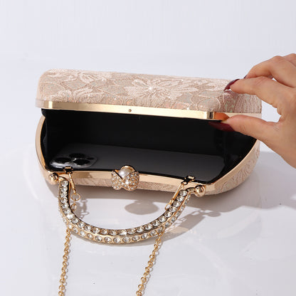Embroidered lace wedding guest clutch bag
