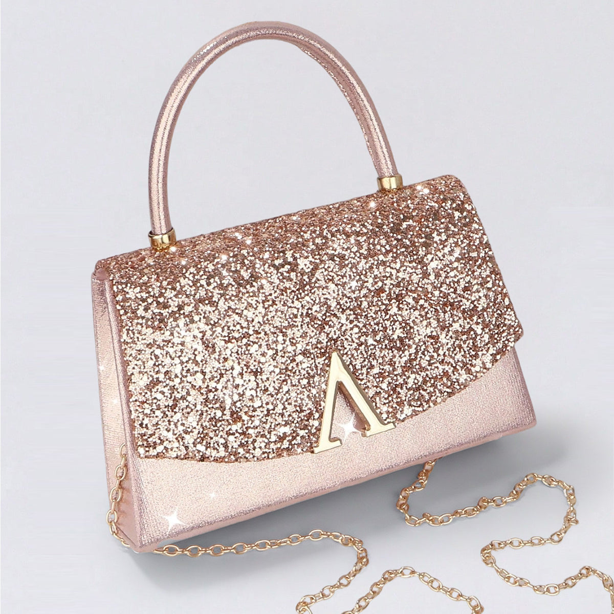 Silver sparkle formal handbag for women