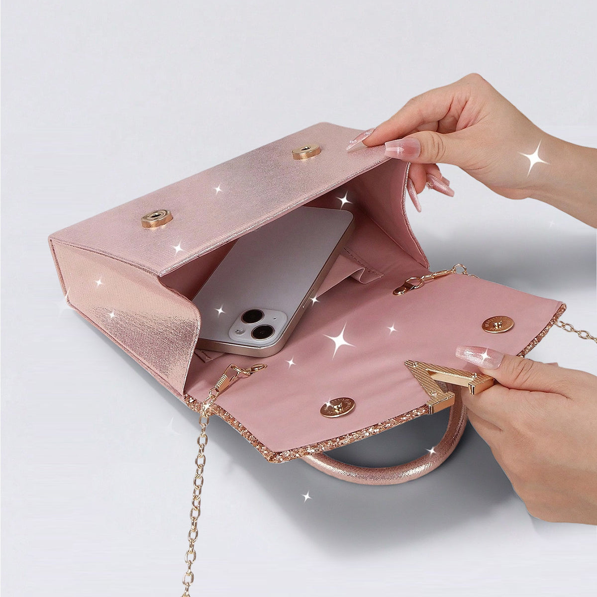 Luxury bridal clutch with top handle