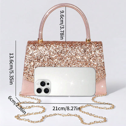 Elegant cocktail party handbag with glitter finish