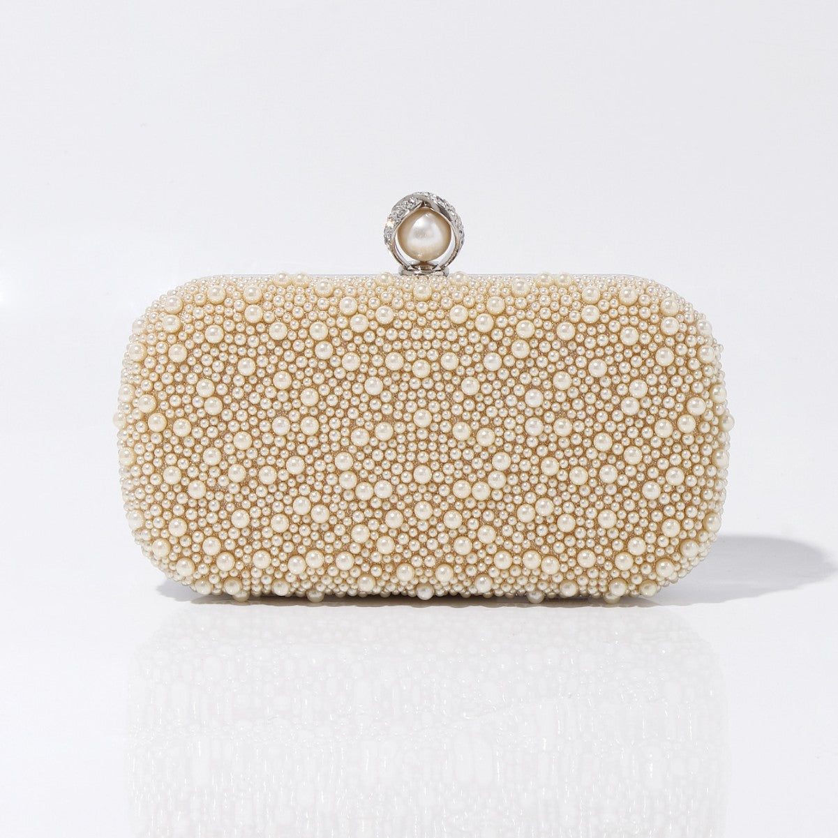 Bridal clutch bag with pearl embellishments