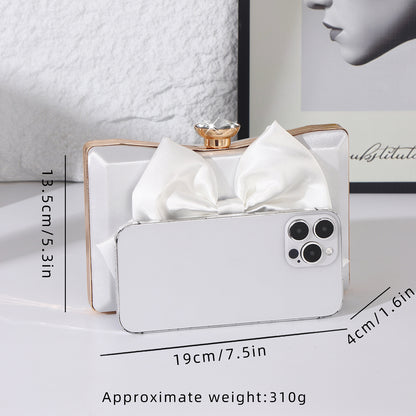 Luxury white formal clutch with gold frame