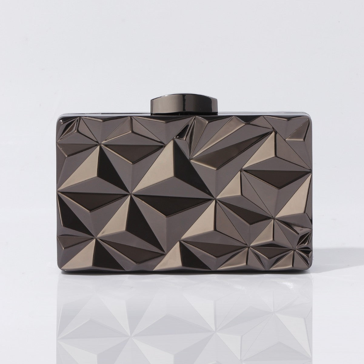 Geometric metallic box clutch bag for women