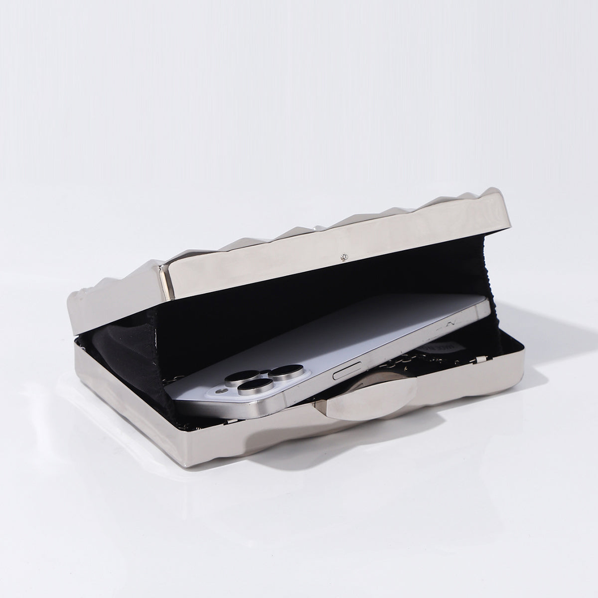 Silver faceted clutch purse for formal events