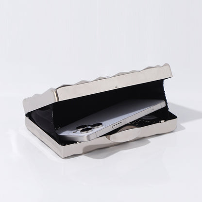 Silver faceted clutch purse for formal events