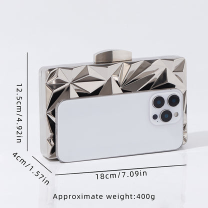 Architectural style metallic evening bag