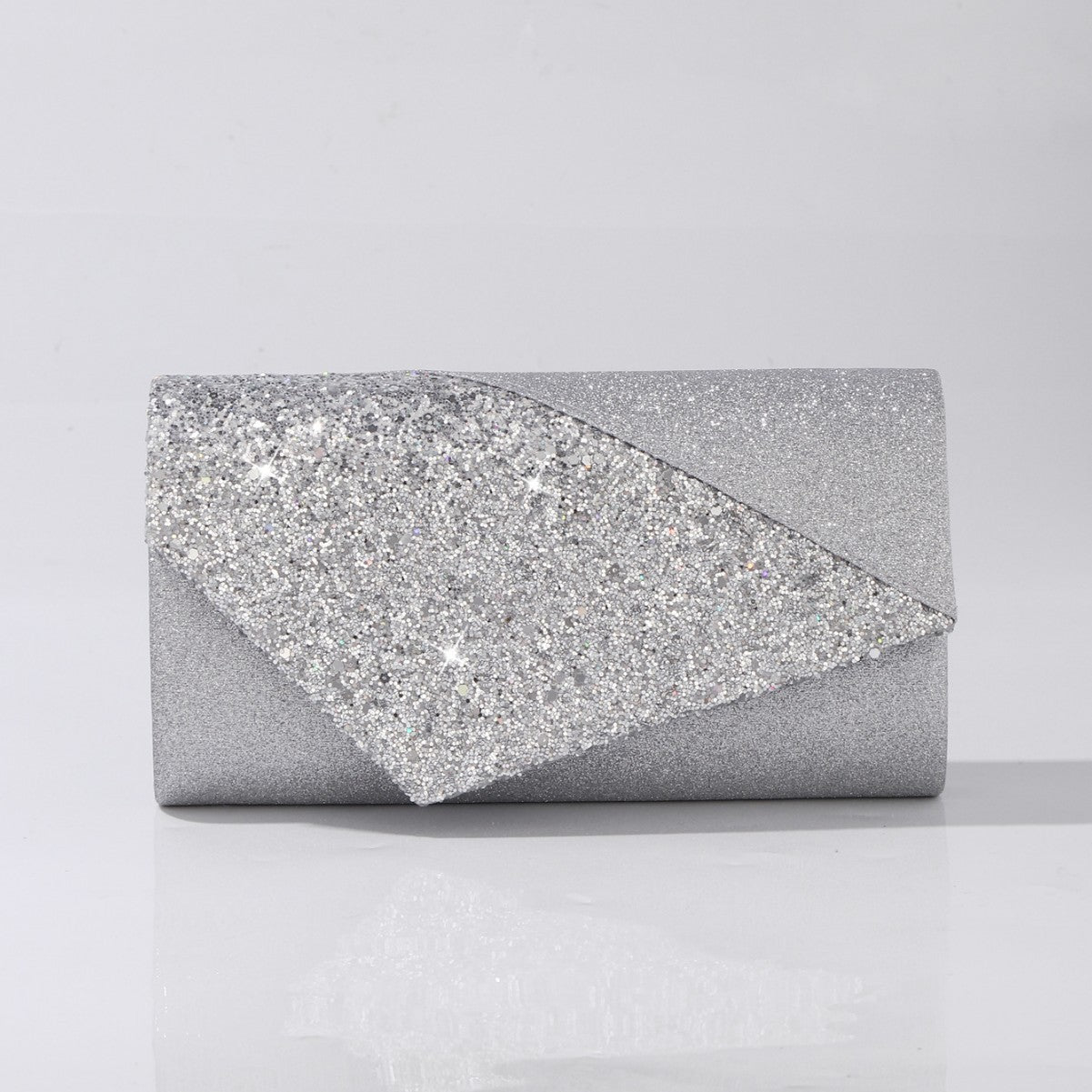 Elegant silver wedding guest clutch handbag