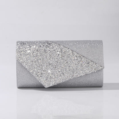 Elegant silver wedding guest clutch handbag