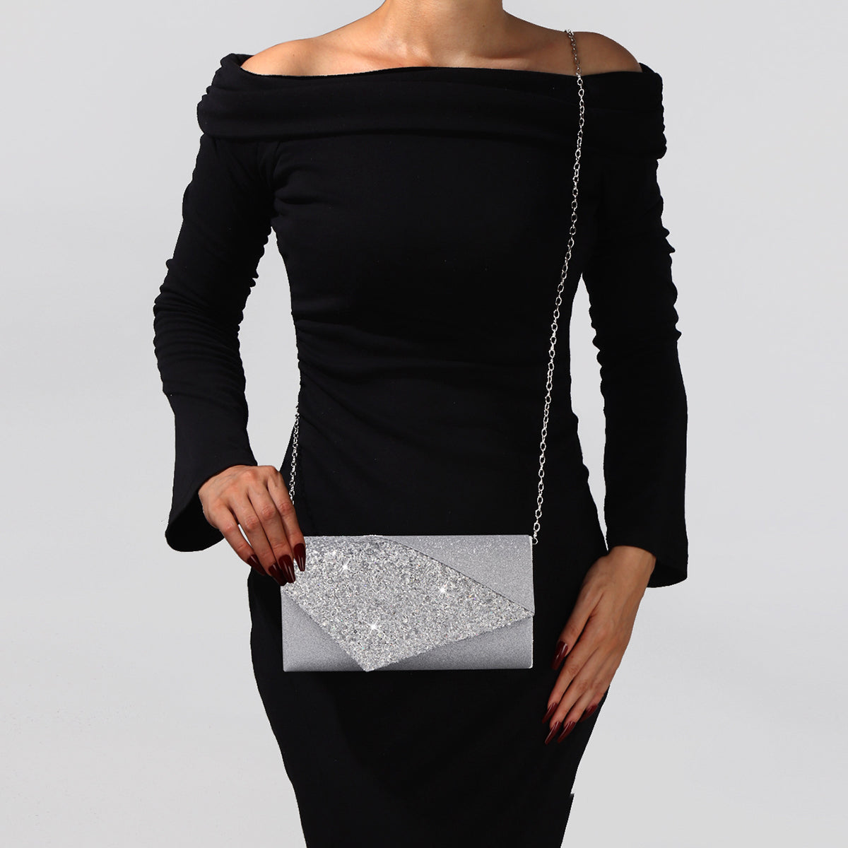 Luxury glitter clutch bag for women