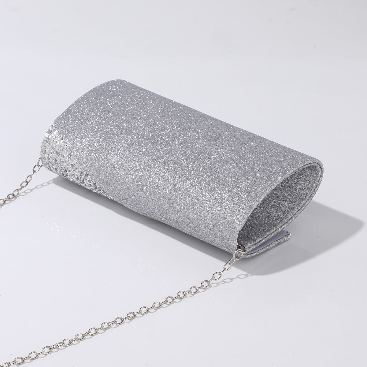 Silver sequin envelope clutch for weddings and proms