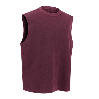 Heavyweight Vintage Washed Knitted Sleeveless Tee 325gsm
