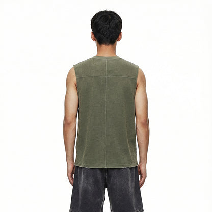 Heavyweight Vintage Washed Knitted Sleeveless Tee 325gsm