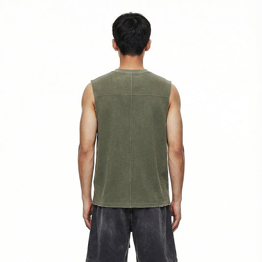 Heavyweight Vintage Washed Knitted Sleeveless Tee 325gsm