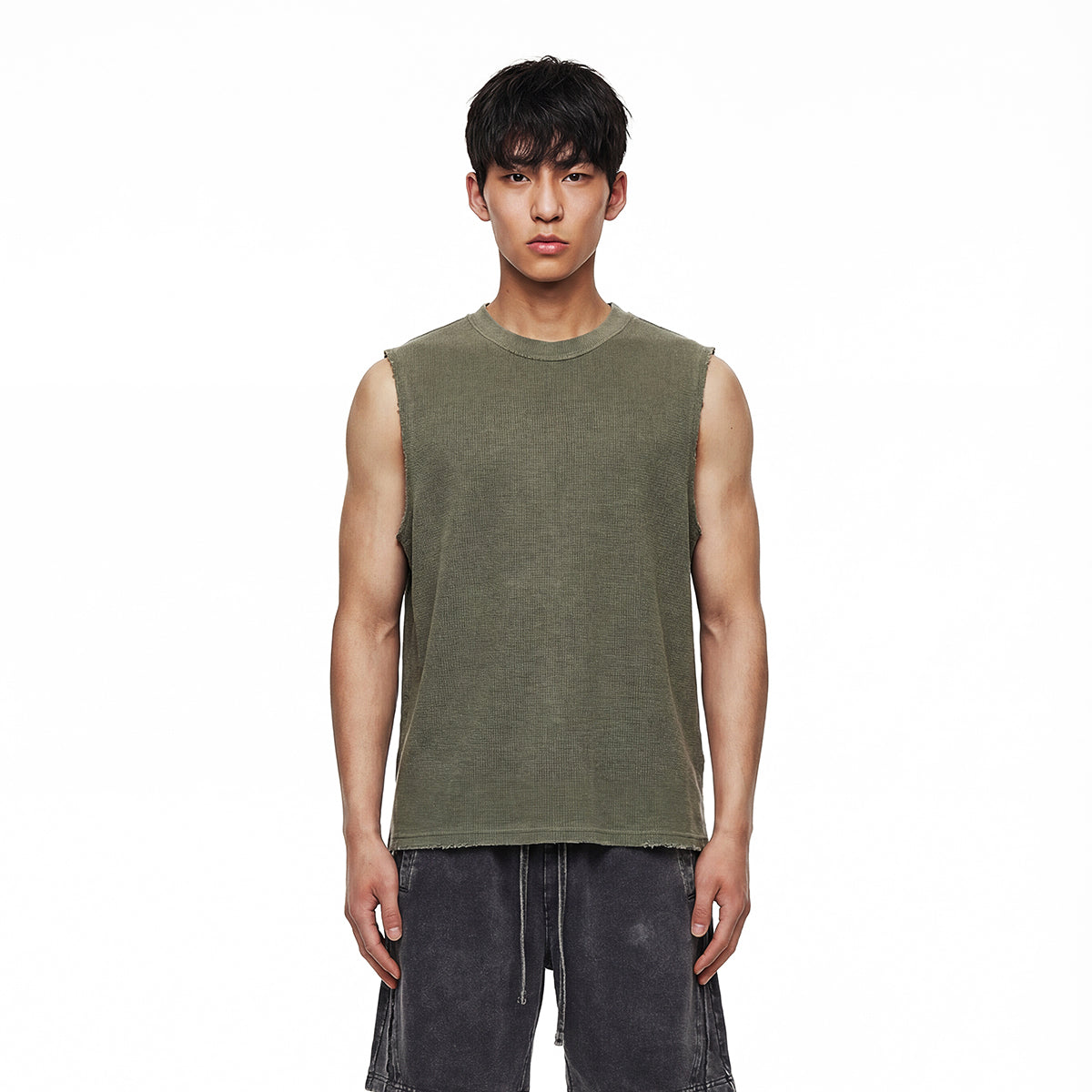 Heavyweight Vintage Washed Knitted Sleeveless Tee 325gsm