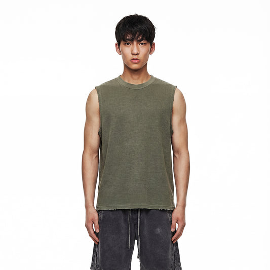 Heavyweight Vintage Washed Knitted Sleeveless Tee 325gsm
