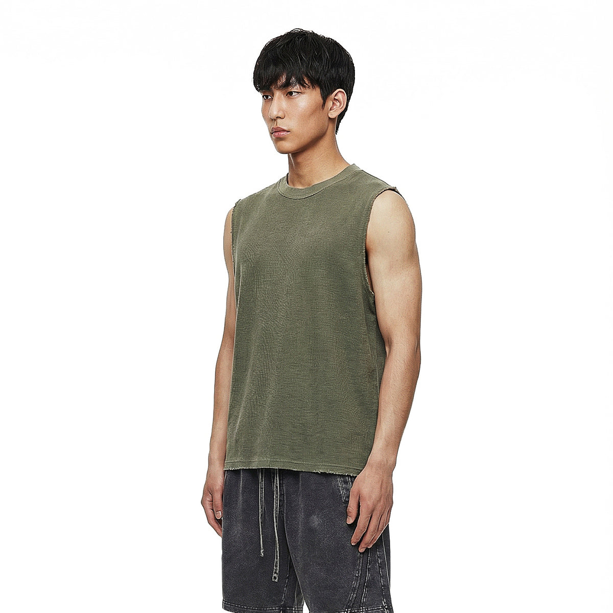 Heavyweight Vintage Washed Knitted Sleeveless Tee 325gsm
