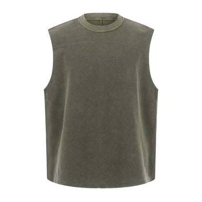 Heavyweight Vintage Washed Knitted Sleeveless Tee 325gsm