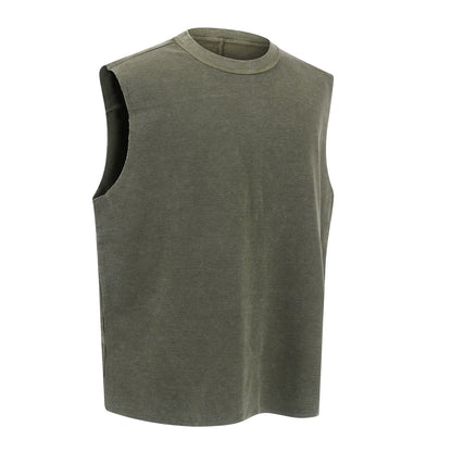 Heavyweight Vintage Washed Knitted Sleeveless Tee 325gsm