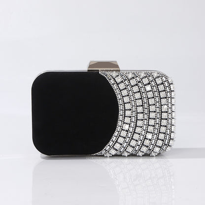 Luxury black crystal evening clutch bag for women