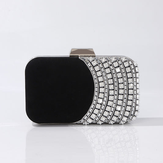 Luxury black crystal evening clutch bag for women