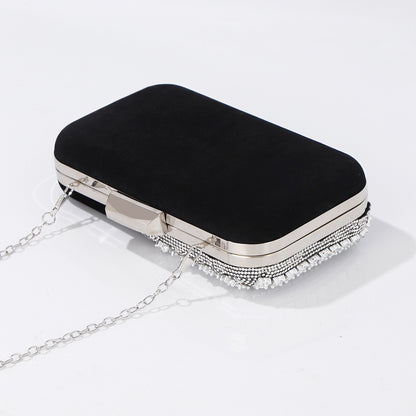 Elegant black satin evening clutch for weddings