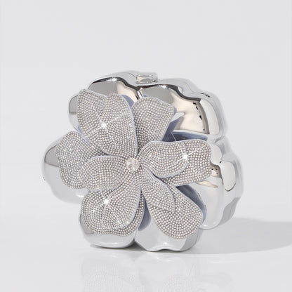 Rhinestone floral evening clutch purse for women