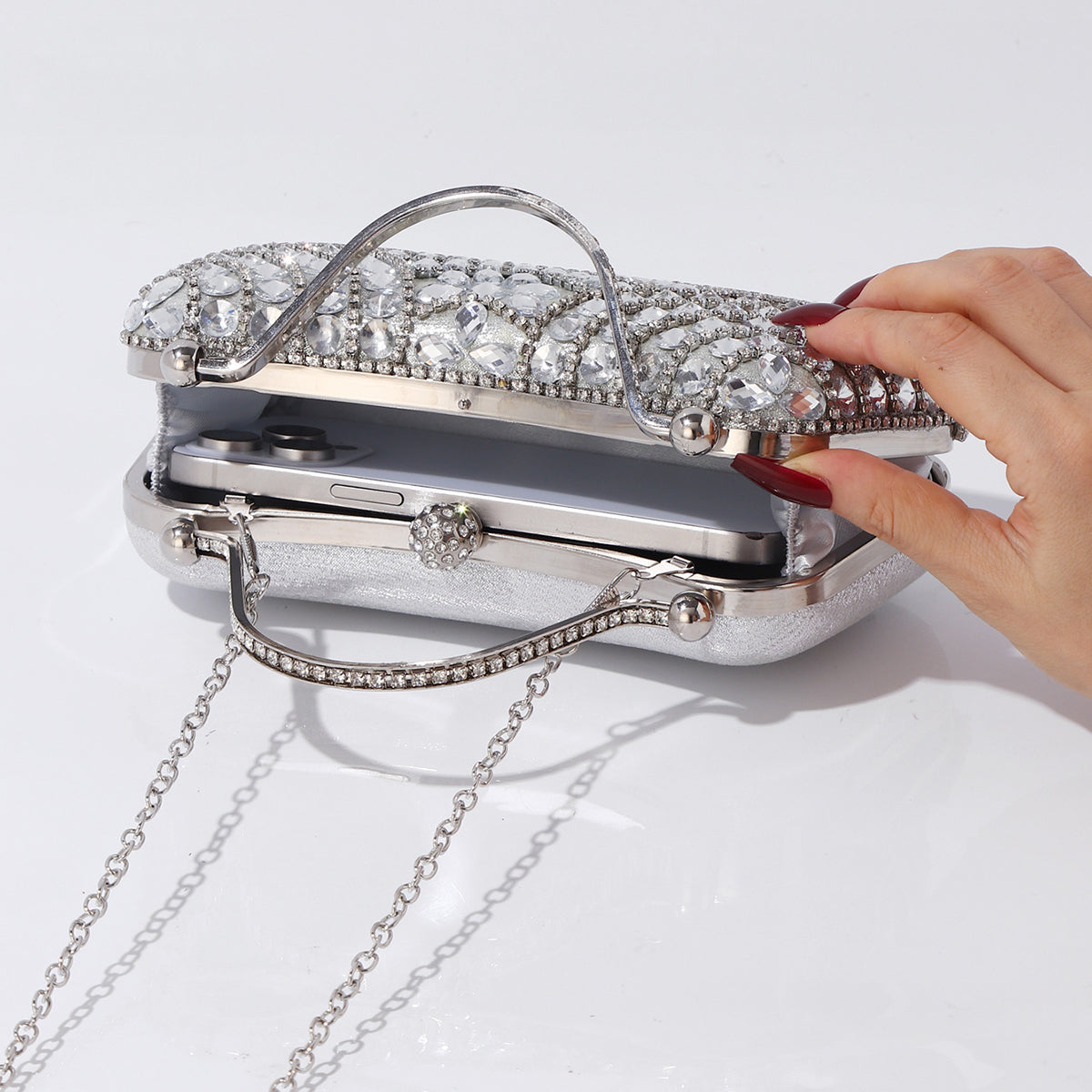 Elegant crystal fringe clutch for formal events