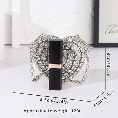 Silver rhinestone clutch purse front view
