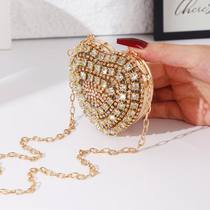 Luxury Crystal Heart Clutch Bag