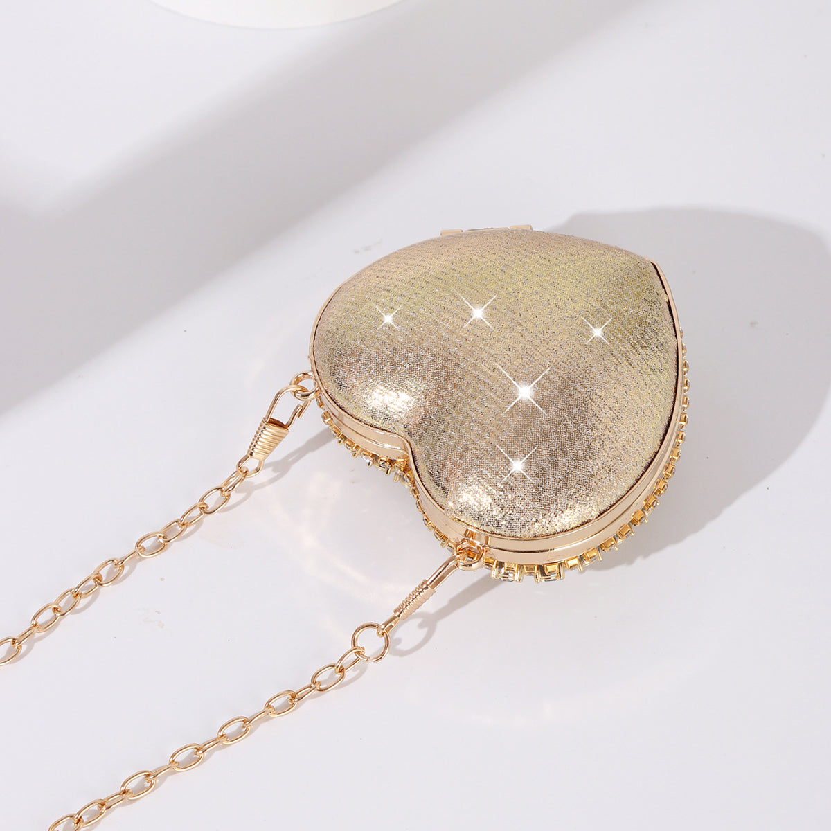 Luxury Crystal Heart Clutch Bag