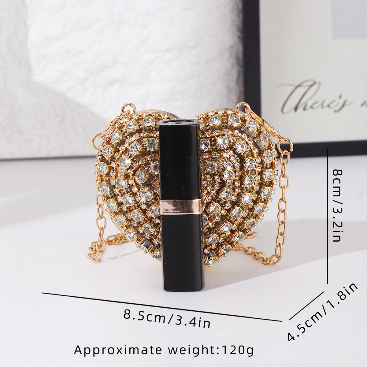 Luxury Crystal Heart Clutch Bag