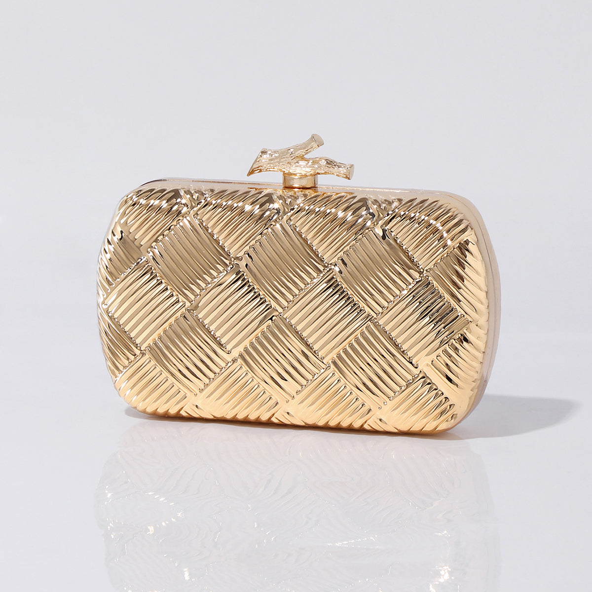Elegant gold evening clutch purse with textured design