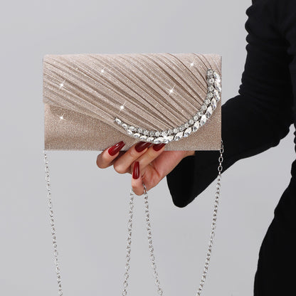 Glitter envelope clutch purse with crystal decoration
