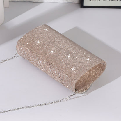Women's glitter clutch bag with crystal embellishment