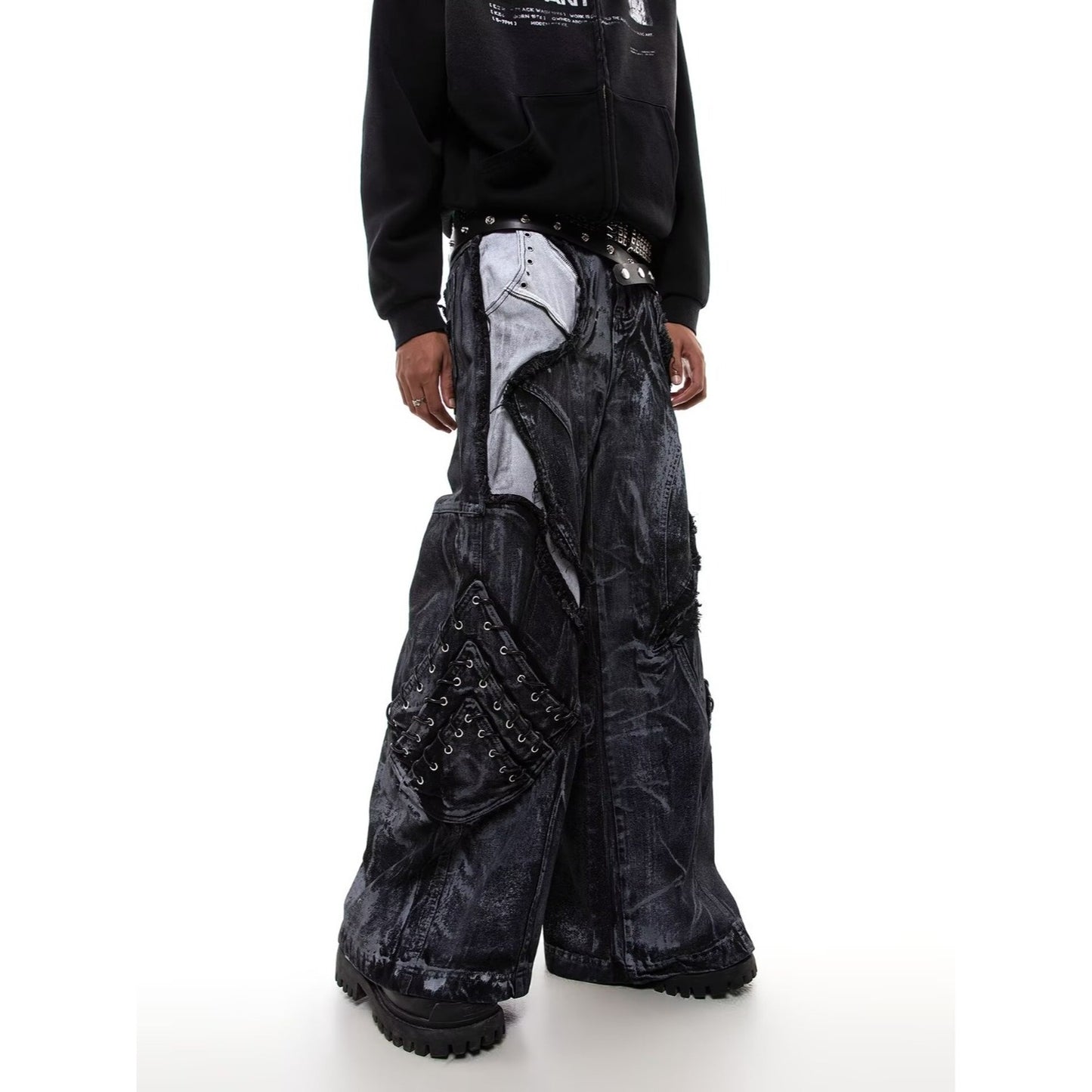 Oversized wide leg denim pants for streetwear and urban style