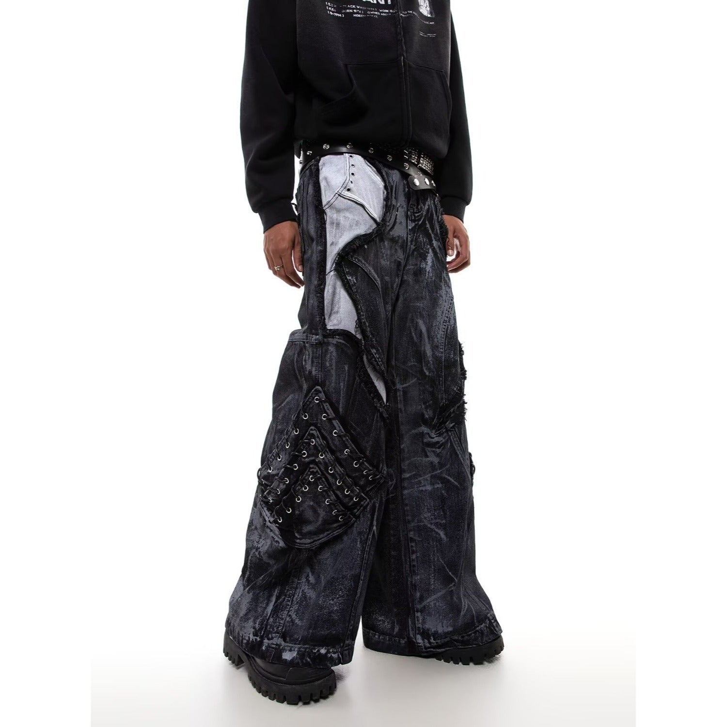 Oversized wide leg denim pants for streetwear and urban style